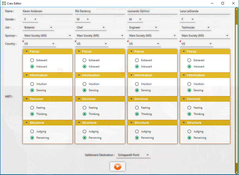 Screenshot of the Crew Editor